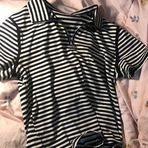 Black and white strips shirt zipper